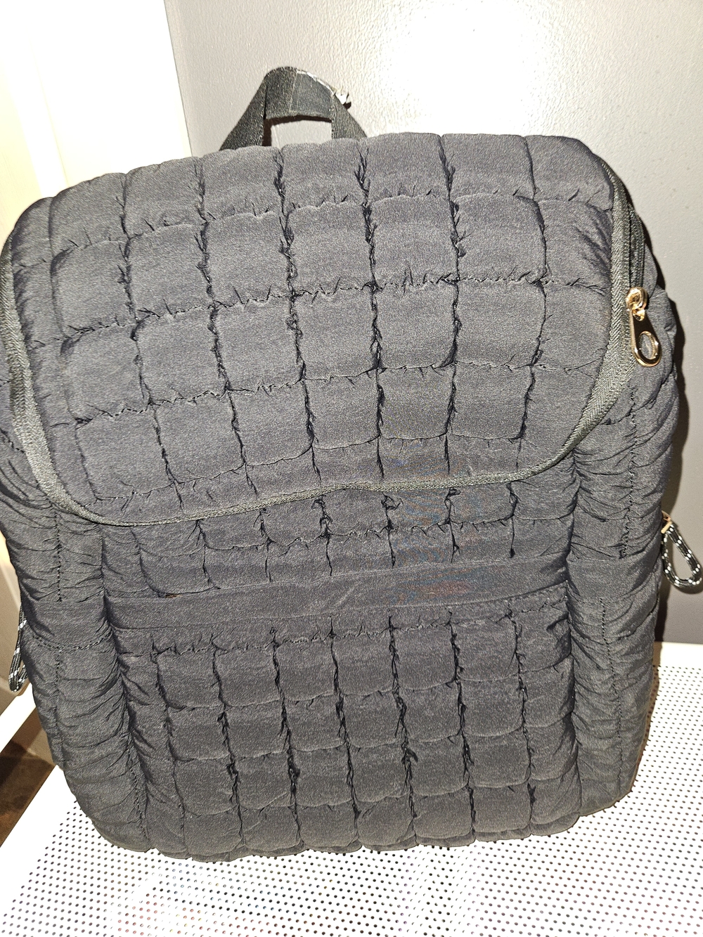 Quilted Black Men's Backpack - Lightweight Everyday Bag